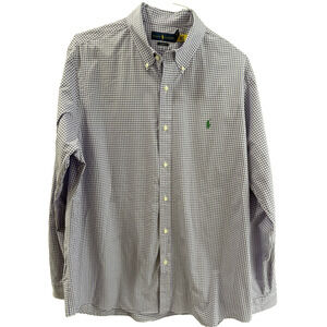 Ralph Lauren Men's XL Button Down Shirt Long Sleeve Purple Gingham Green Pony
